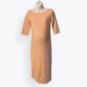 Peach Lace Maternity Dress